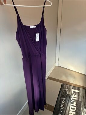 Ricki's Deep Purple Spaghetti-Strap jumpsuit - wide legged - cropped